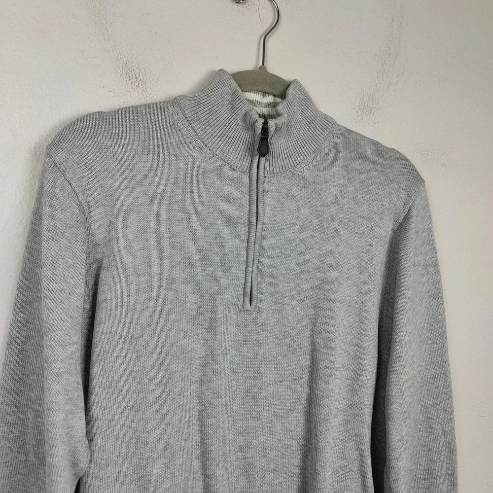 Brooks Brothers Supima Cotton 1/4‎ Zip Pullover Sweater Mens Medium Gray Heather